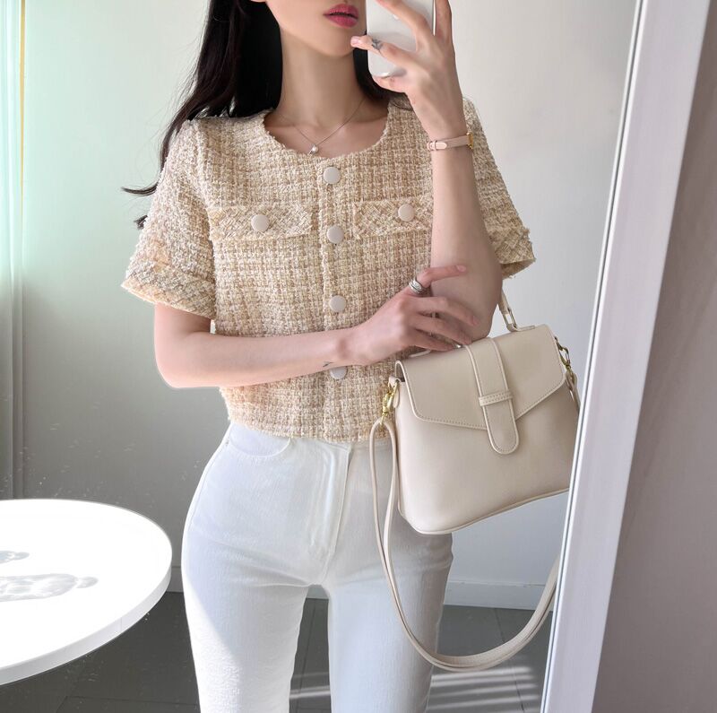 スツイード半袖ショートジャケット