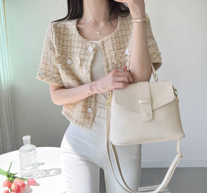 スツイード半袖ショートジャケット