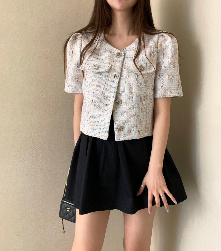 J6 絶妙なボタンスーツ半袖ジャケット