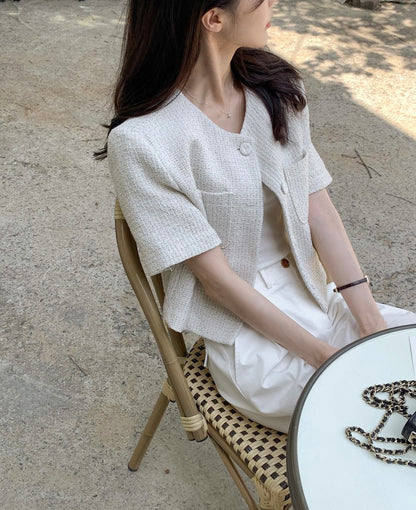 フレンチスタイル半袖スモールジャケット