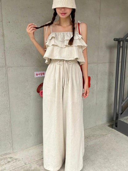 SE3 キャミソールシャツ+ハイウエストワイドレッグパンツ