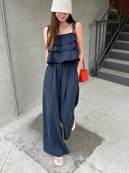 SE3 キャミソールシャツ+ハイウエストワイドレッグパンツ