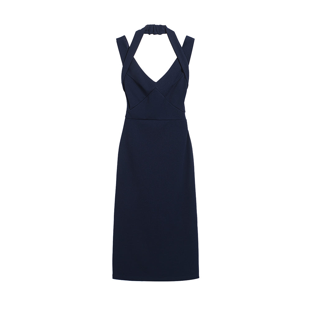 Vネックスプリットバッグヒップスカート