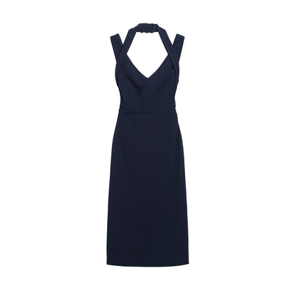 Vネックスプリットバッグヒップスカート