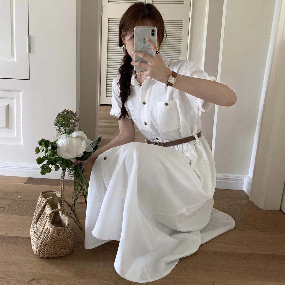 D1 シンプルカジュアルスタイルドレス