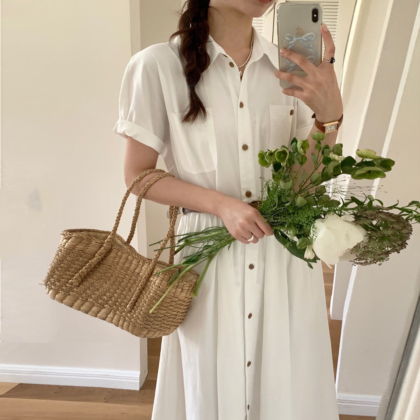 D1 シンプルカジュアルスタイルドレス