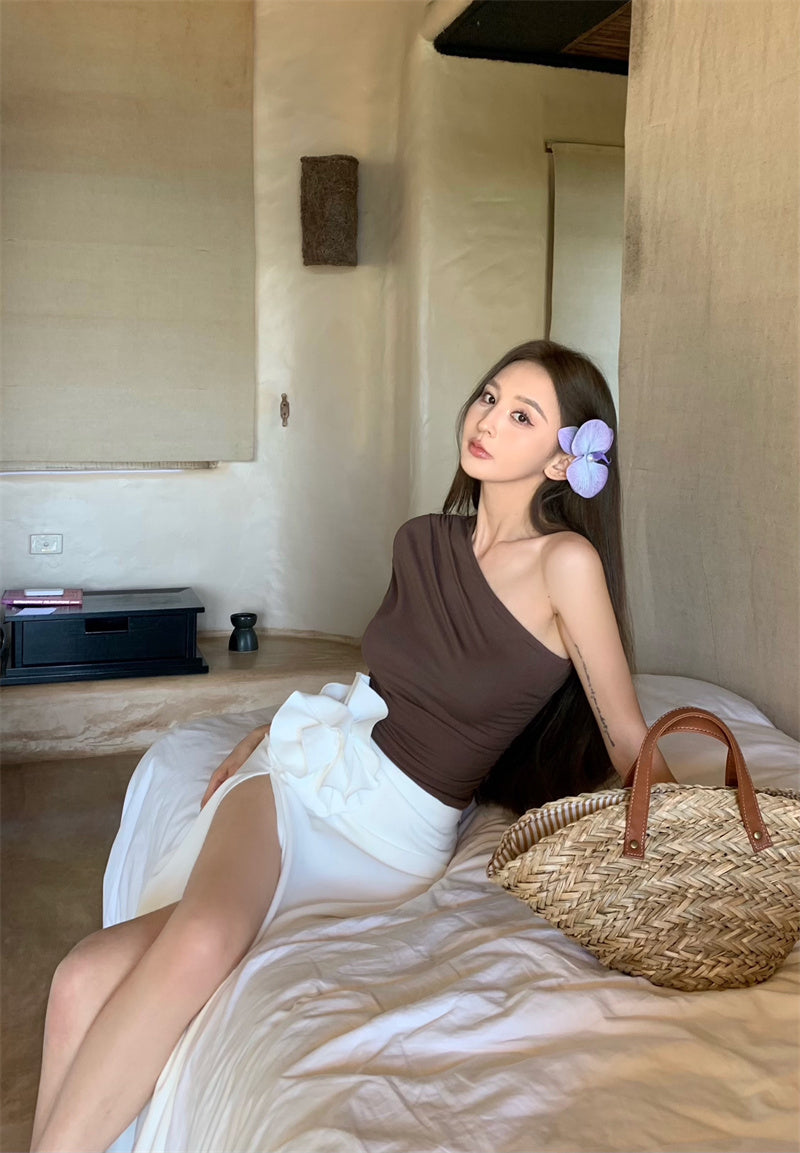 斜めショルダースリムTシャツ