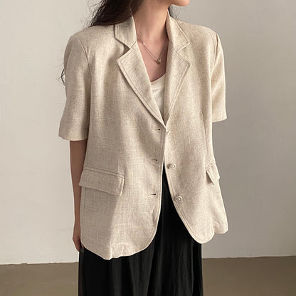 J1 コットンリネン半袖ブレザー