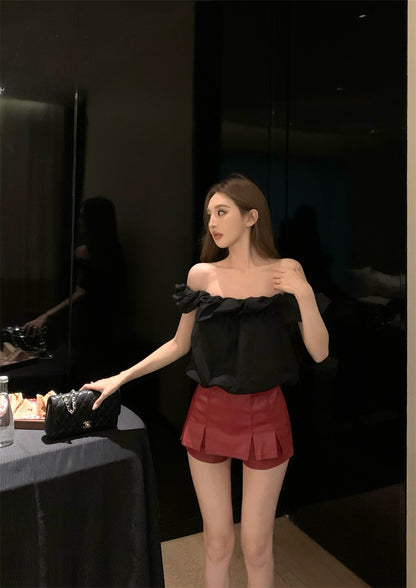 ワンショルダーショートトップ