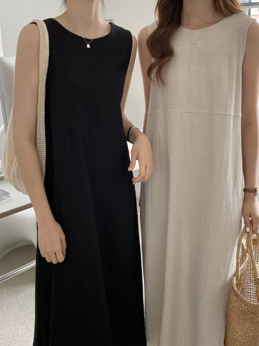 オーバーサイズコットンとリネンのドレス