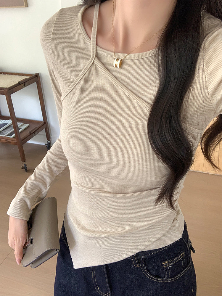 韓国風イレギュラーロングスリーブTシャツ