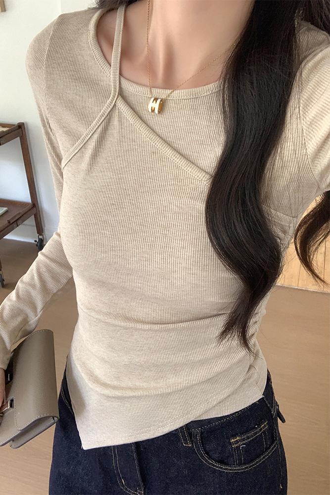 韓国風イレギュラーロングスリーブTシャツ