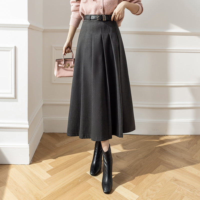 スリムウールロングスカート