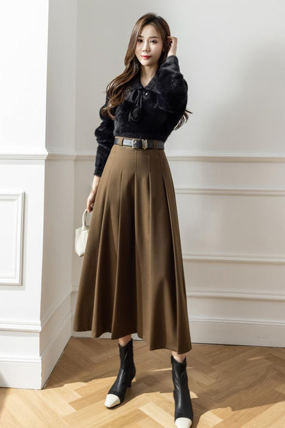 スリムウールロングスカート