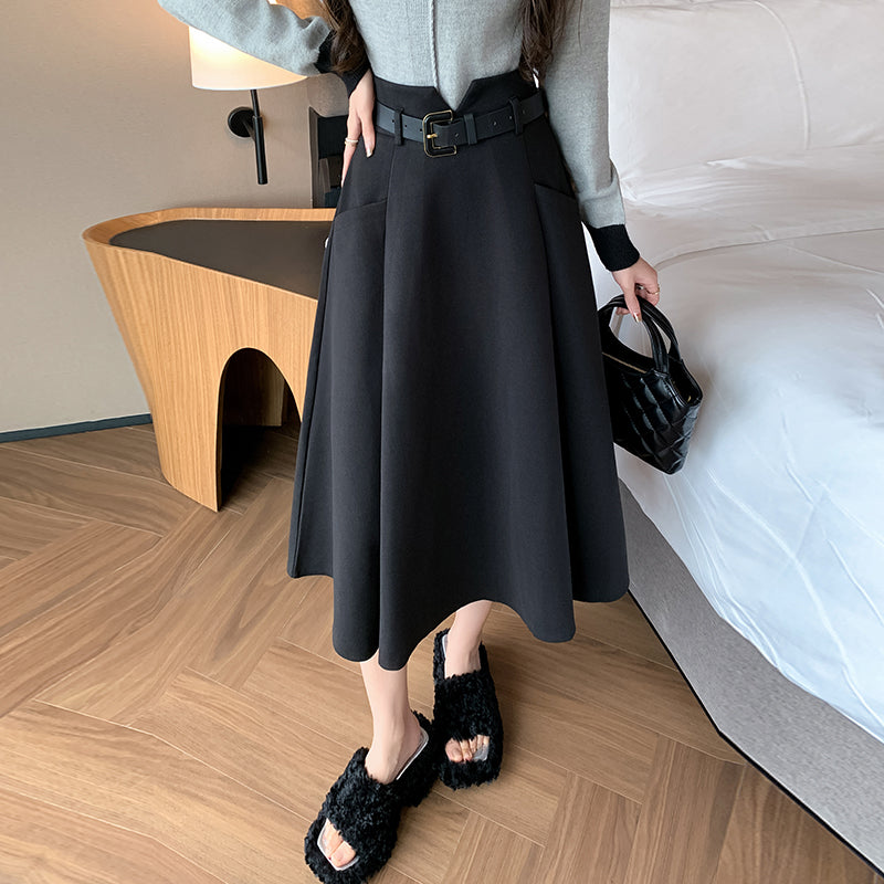 ハイウエストラージヘム Aラインロングスカート