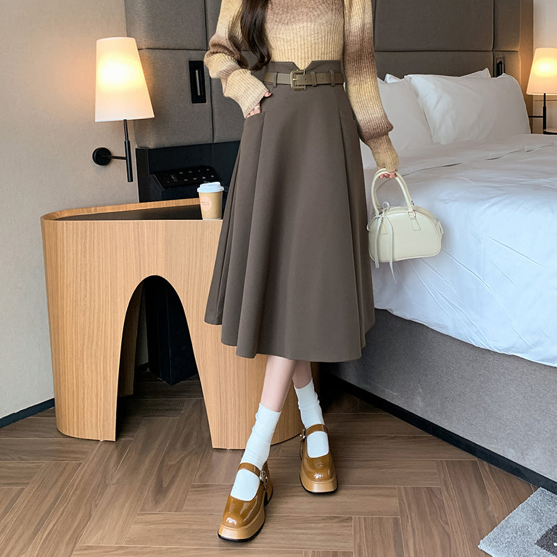 ハイウエストラージヘム Aラインロングスカート