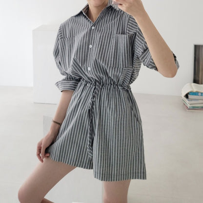 カジュアルスタイルストライプジャンプスーツ