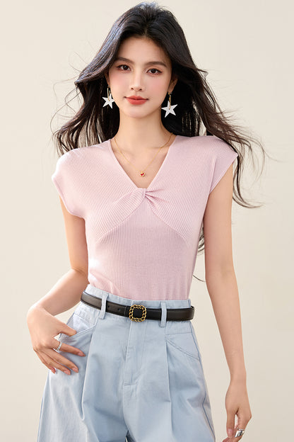 T12 Vネックストレートショルダー半袖Tシャツ