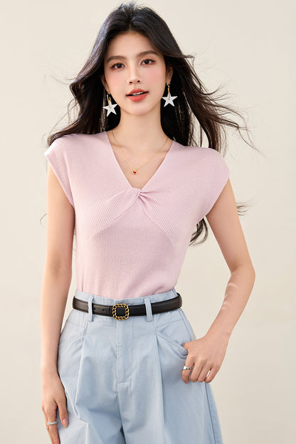 T12 Vネックストレートショルダー半袖Tシャツ