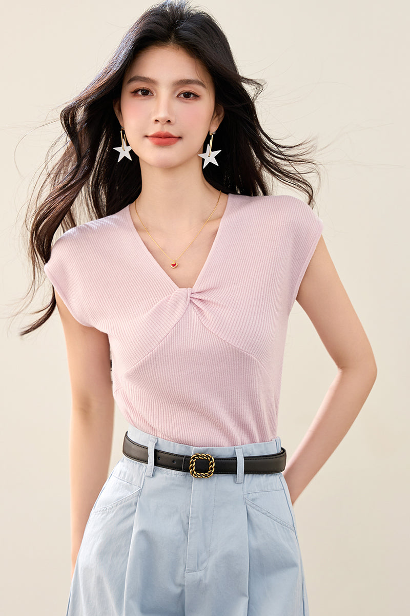 T12 Vネックストレートショルダー半袖Tシャツ