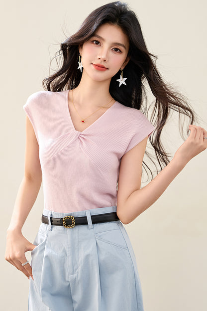 T12 Vネックストレートショルダー半袖Tシャツ