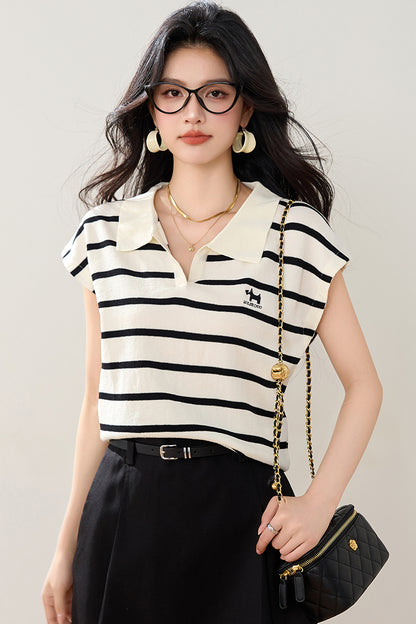 T10 ポロラペルアイスシルクTシャツ