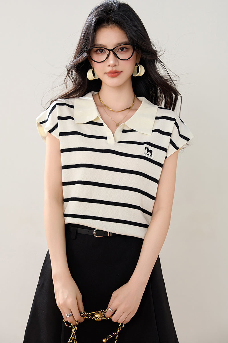 T10 ポロラペルアイスシルクTシャツ