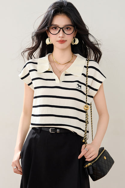 T10 ポロラペルアイスシルクTシャツ