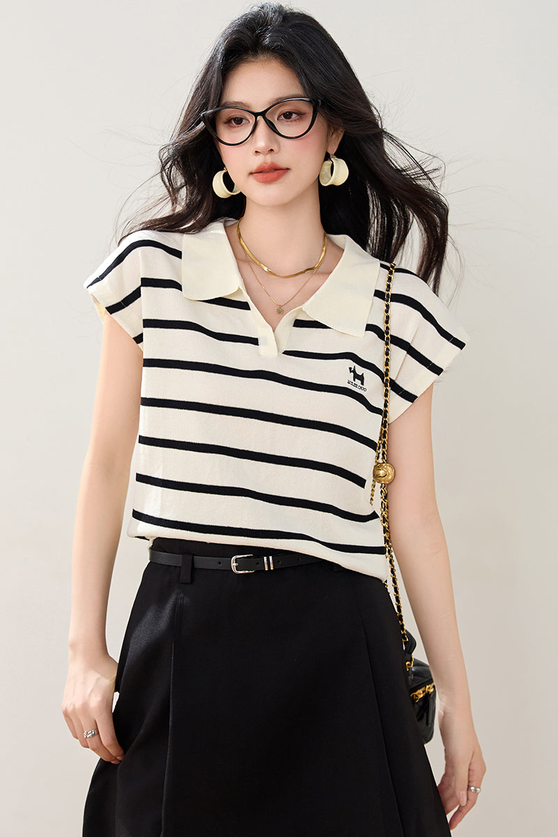 T10 ポロラペルアイスシルクTシャツ