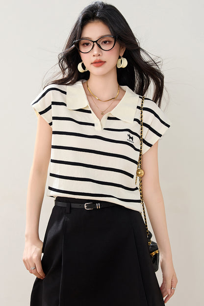 T10 ポロラペルアイスシルクTシャツ