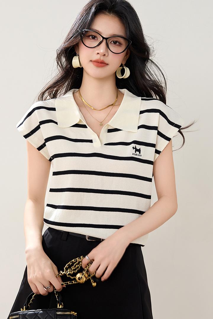 T10 ポロラペルアイスシルクTシャツ