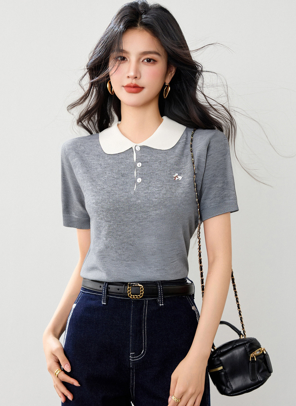 半袖ボトムニットポロシャツ