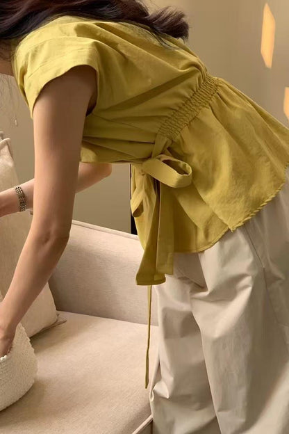 S1 Vネックデザインの韓国夏かっこいいシャツ