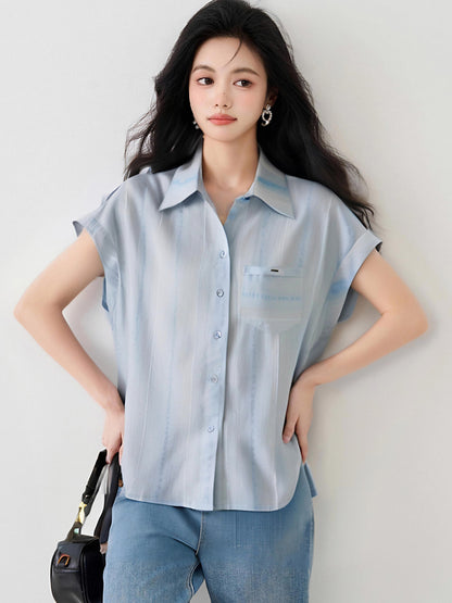 韓国スタイルルーズ半袖シャツ