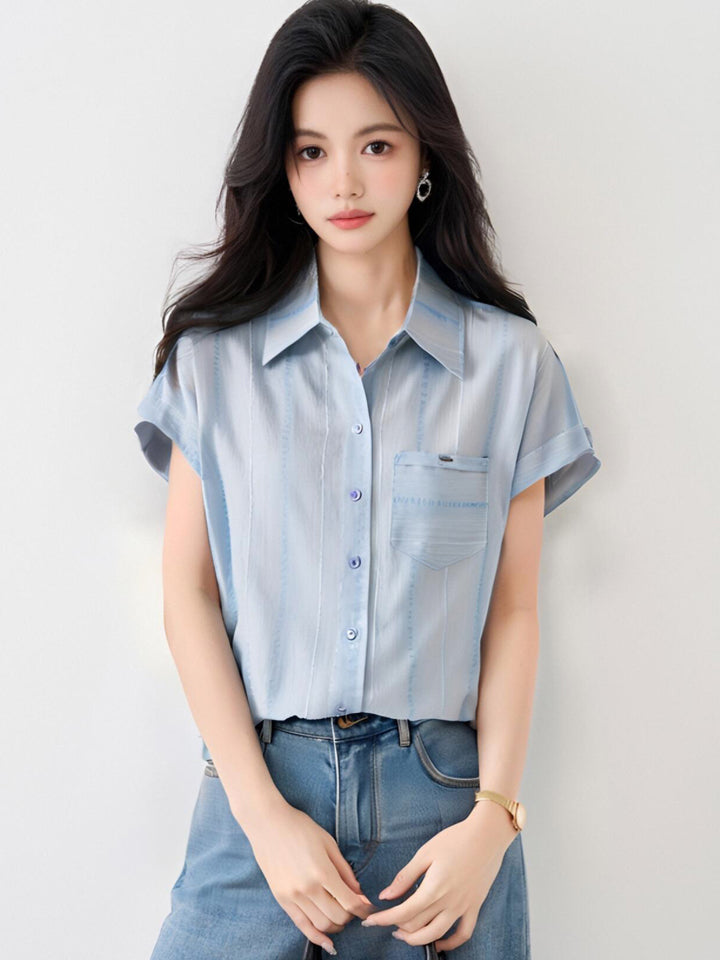 韓国スタイルルーズ半袖シャツ