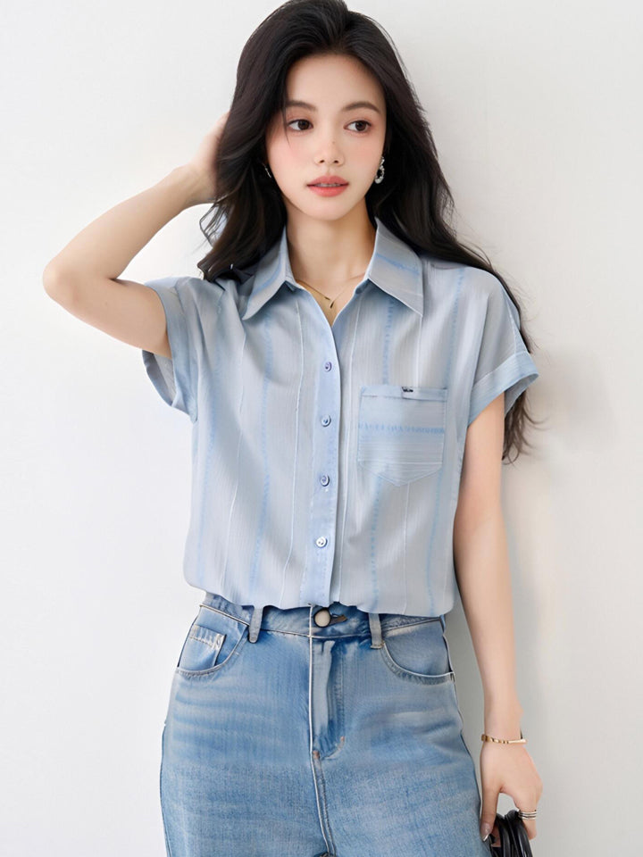 韓国スタイルルーズ半袖シャツ