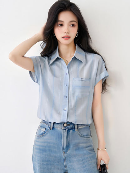 韓国スタイルルーズ半袖シャツ