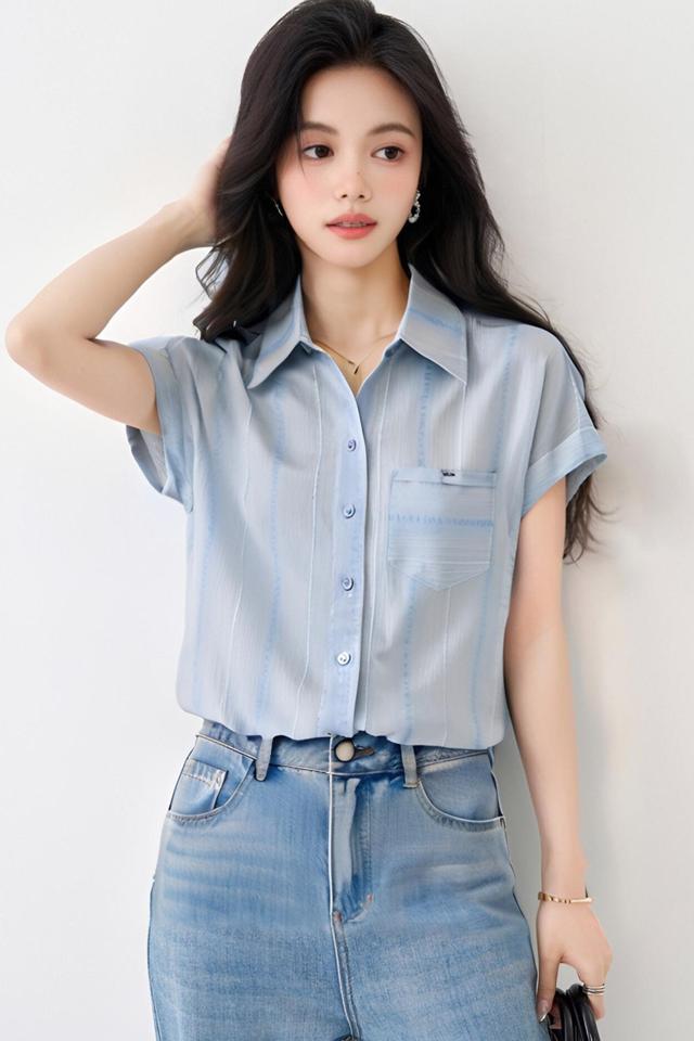 韓国スタイルルーズ半袖シャツ