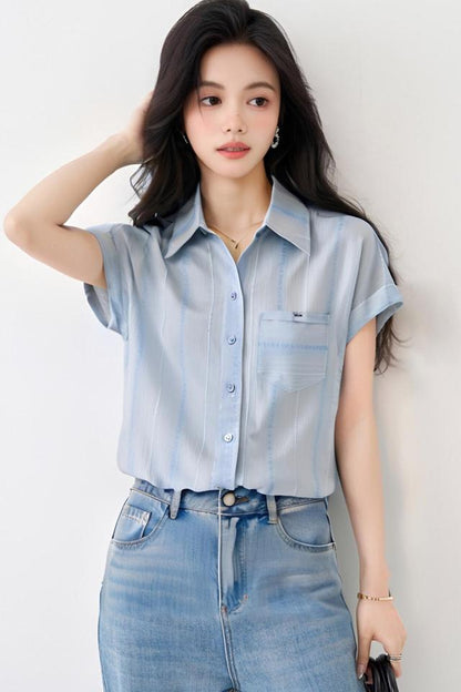 韓国スタイルルーズ半袖シャツ
