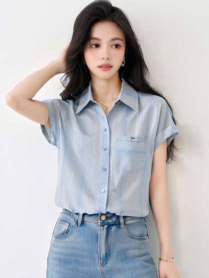 韓国スタイルルーズ半袖シャツ