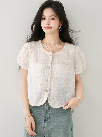 バブル半袖タッセルシャツ