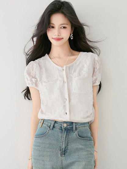 バブル半袖タッセルシャツ