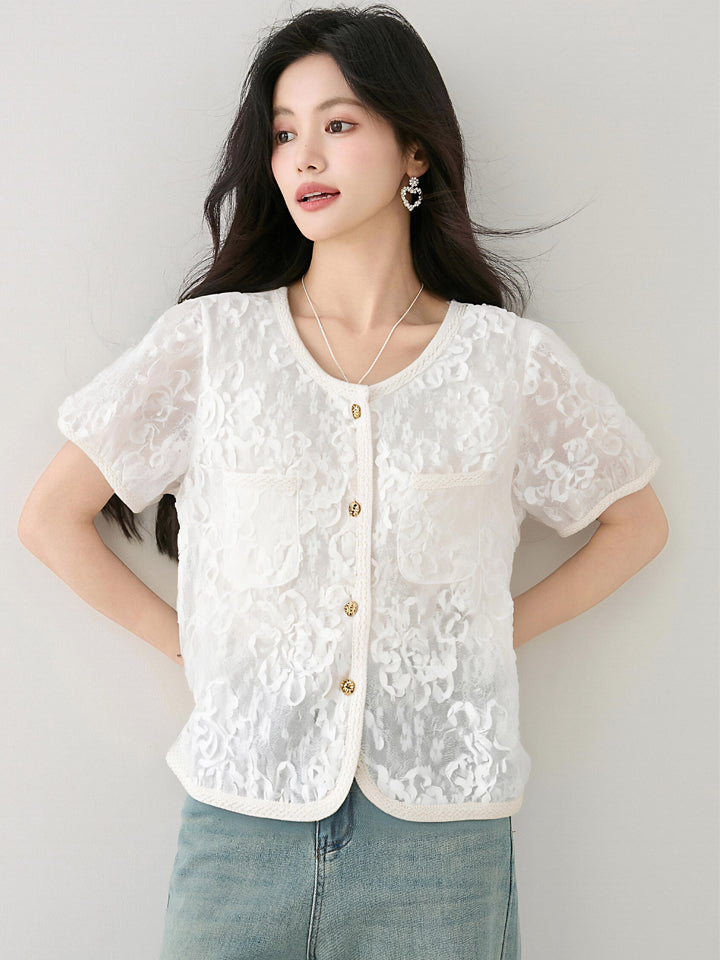 バブル半袖タッセルシャツ