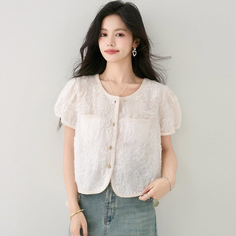 バブル半袖タッセルシャツ