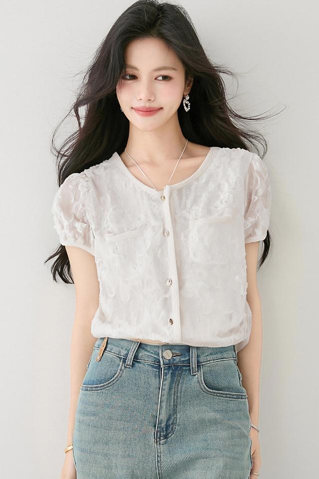 バブル半袖タッセルシャツ