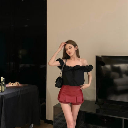 ワンショルダーショートトップ