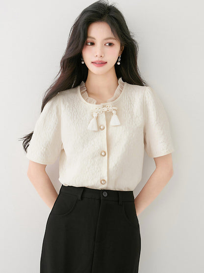 チャイニーズスタイルシフォンシャツ