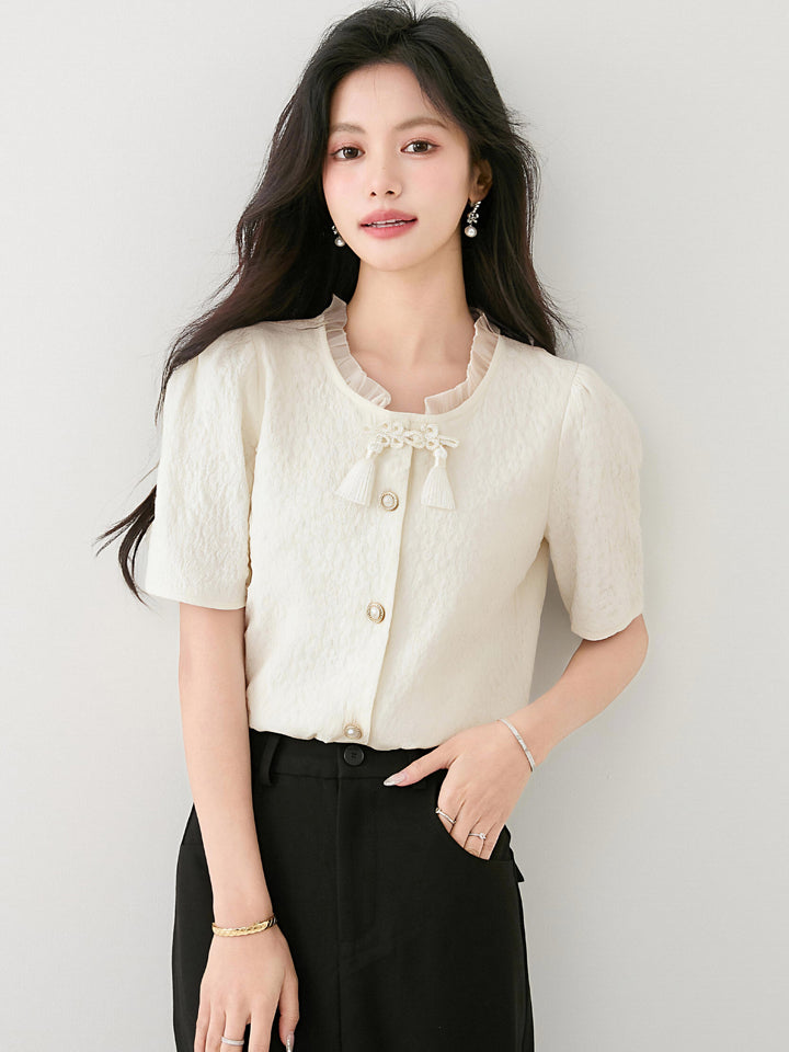 チャイニーズスタイルシフォンシャツ