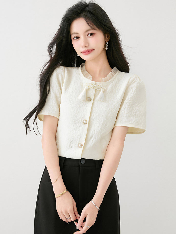 チャイニーズスタイルシフォンシャツ