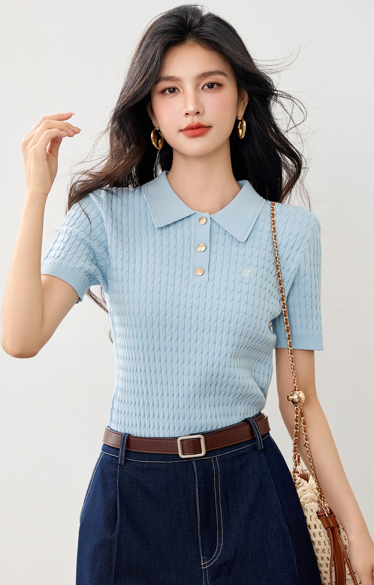 半袖レディースニットTシャツ